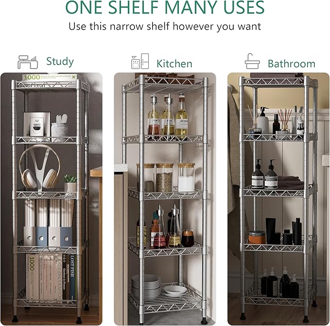 5 Tier Standing Shelving Metal Units, Matte/Glossy Finish)