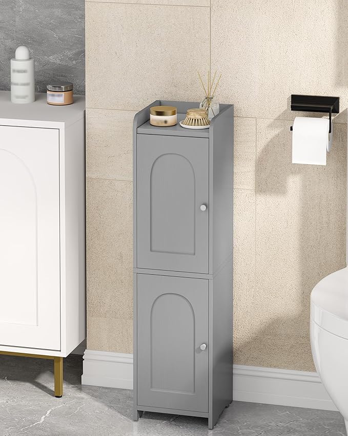 Bathroom Storage Cabinet, 7.9" D x 7.9" W x 29.5" H Gray