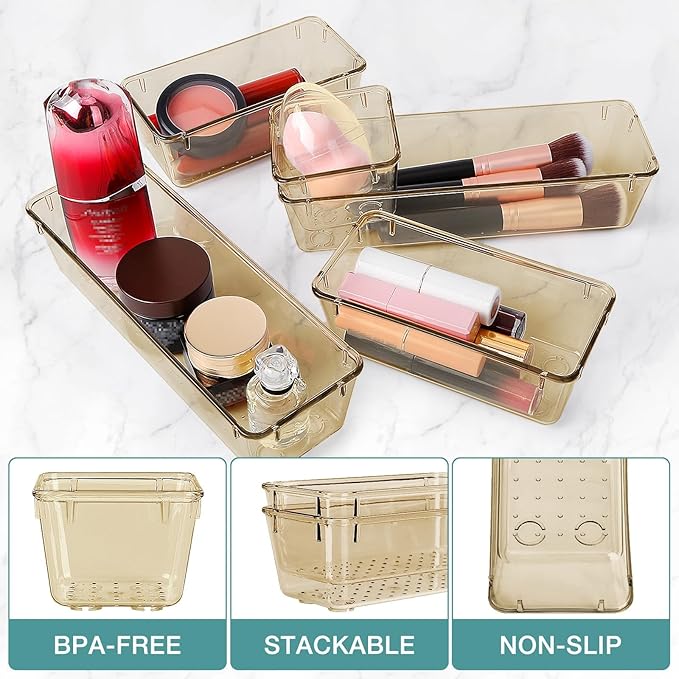 25 PCS Drawer Organizer Set, Champagne