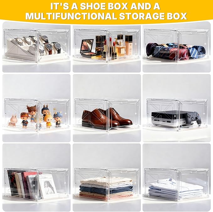 Pink Magnetic Closure Multi-Purpose Storage Box Thickened Rigid Stackable Shoe Box for Sneakers & Heels Dimensions: 13.5“ x 10.5” x 7.5" Wardrobe Organization for Perfume & Valuables — 1-Piece Set