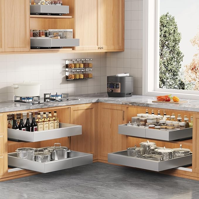 2 Pack Expandable Width (15.15"-26.3") Pull Out Cabinet Organizer 21" Deep