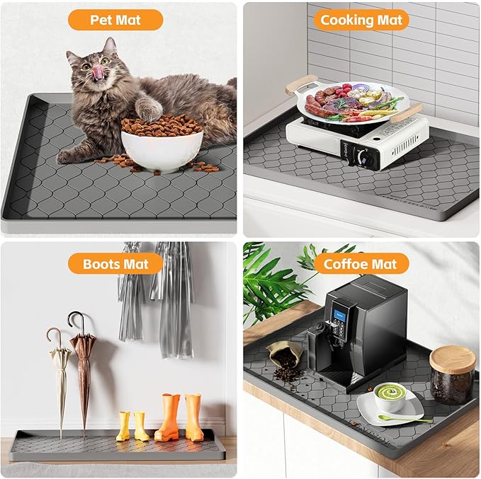 Winisok Silicone Under Sink Mat 40" x 19", kitchen Essentials and Gadgets, Shelf liner and Cabinet Protector, Home Organizers and Storage, Waterproof Bathroom Tray