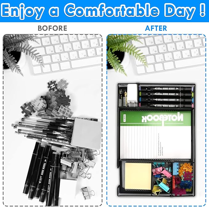 Desk Drawer Organizer Tray with Adjustable Compartments