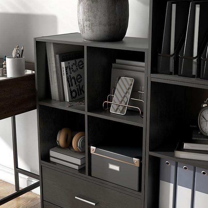 Homes, Inside + Out Apexa 4-Cube Storage Organizer Shelves, Black