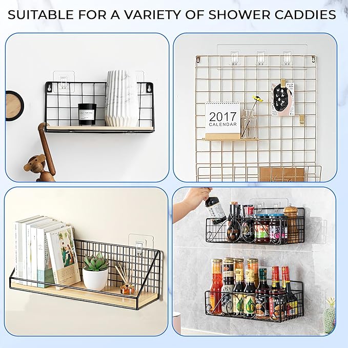 14 Pack Shower Caddy Adhesive Replacement Flat Strips