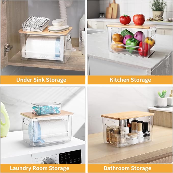 3Pcs Extra Large Laundry Room Organization and Storage, Stackable Storage Drawers, Trash Bag Holder Under Sink, Garbage Bag Dispenser Roll Holder for Vanity, Bathroom,Cabinet,Desk Organization
