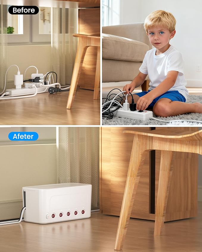 Surge Protector Power Strip with Cable Management Box