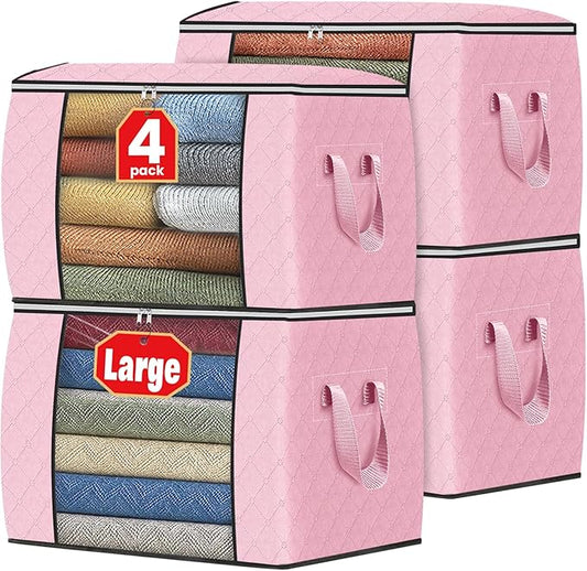 Fab totes 24 Gallons Clothes Storage, 4 Pack,Pink