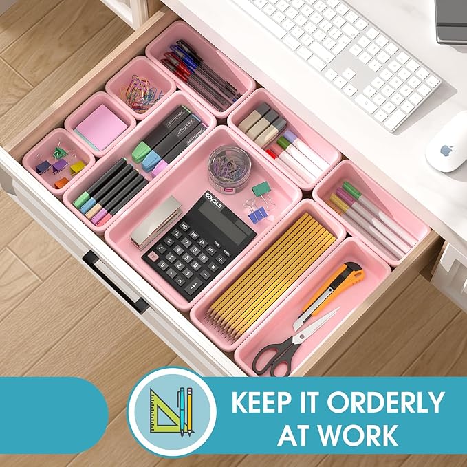 33 PCS Drawer Organizer Set, Pink