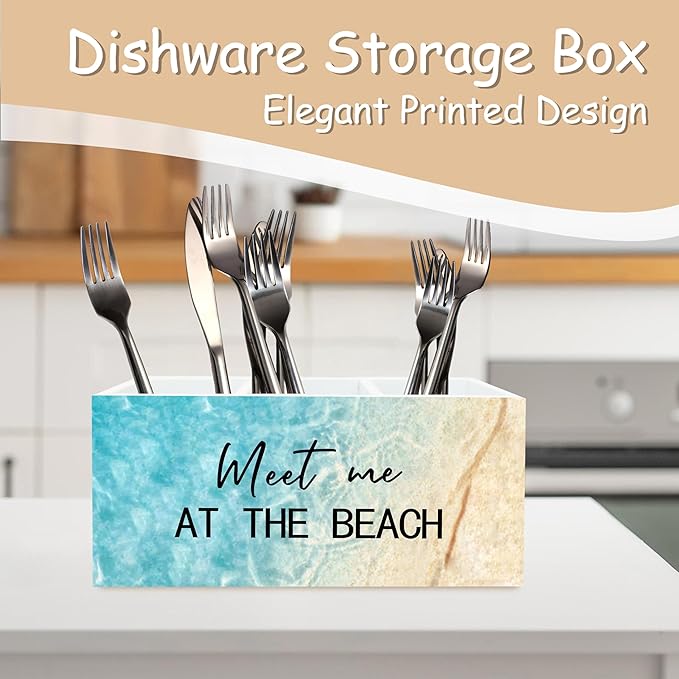 Meet Me at The Beach Pen Holder for Home Office Kitchen Desk Decor, Coastal Makeup Brush Toothbrush Holder Organizer for Bathroom Desk Accessories, Beach Gifts for Women Men