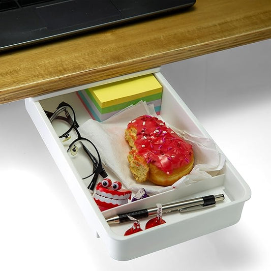 Officemate Medium Self-Adhesive Under Desk Drawer, White, 6" x 10.75" x 1.875" (22534)