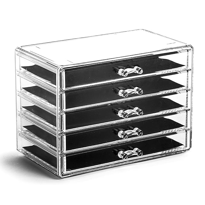 THE MANHATTAN SERIES Acrylic Makeup Drawer Organizer- 5 Drawers