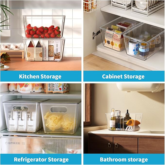 4 Pack Clear Stackable Storage Bins with Lids