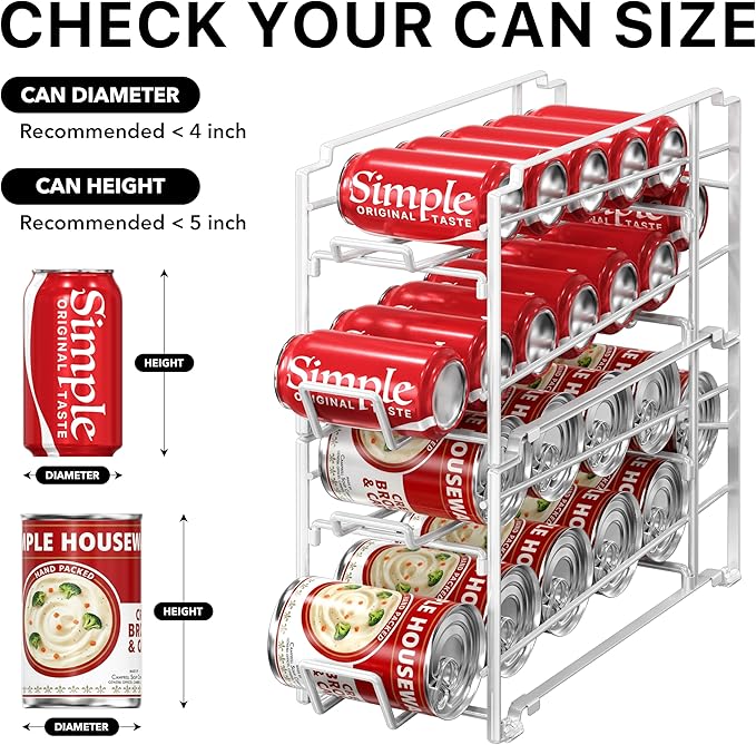 Simple Houseware Stackable Beverage Soda Can Dispenser Organizer Rack, White