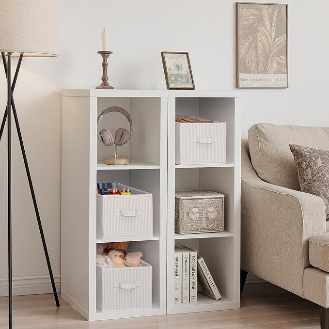 Foldable Shelf Organizer Bins, Closet Storage Baskets for Clothes, Large