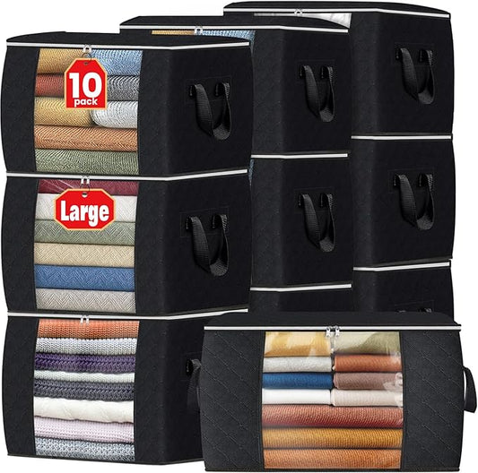 Fab totes 24 Gallons Clothes Storage, 10 Pack,Black