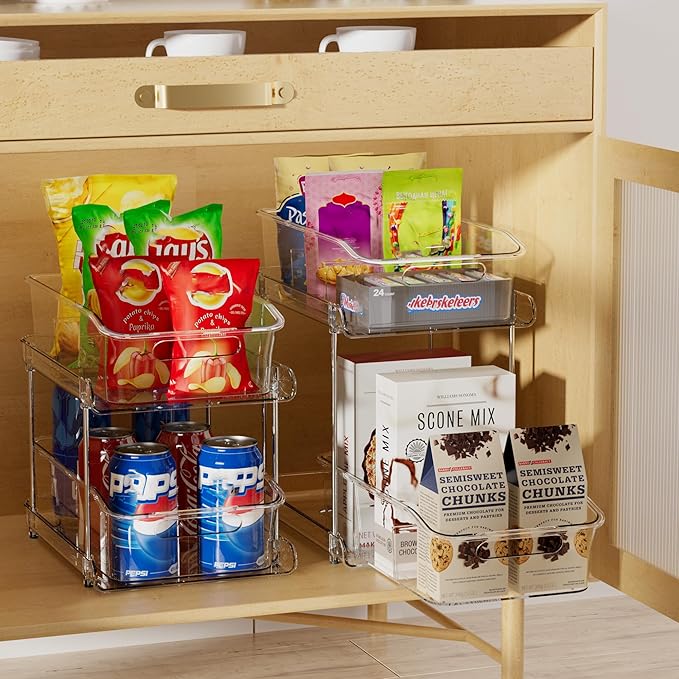 2-Tier Under Sink Organizers and Storage, 2 Pack, Clear