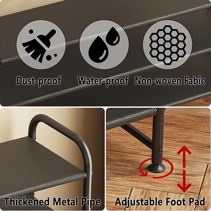 INGIORDAR Shoe Rack 3 Tier Long Storage Organizer Wide Metal Shoe Shelf for Closet Entryway Black