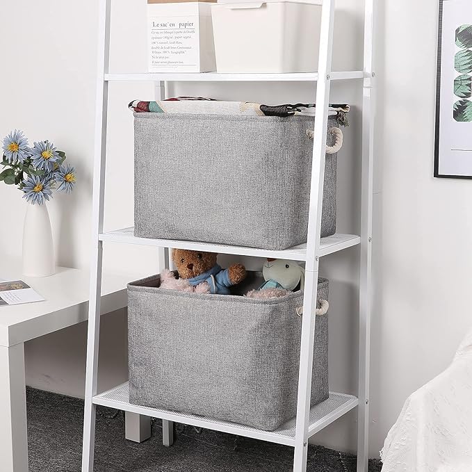 Bidtakay Grey Baskets [2-Pack] Shelf Baskets for Storage 16" X 11.8" X 11.8"