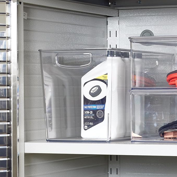 iDesign Pantry Bin with Handles - Kitchen Storage Bins for Cabinets, Pantry, or Fridge - Clear
