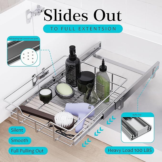 Pull Out Cabinet Organizer 11" W X 17" D