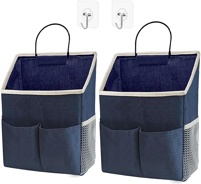 2pcs Wall Hanging Storage Bag, Navy Blue