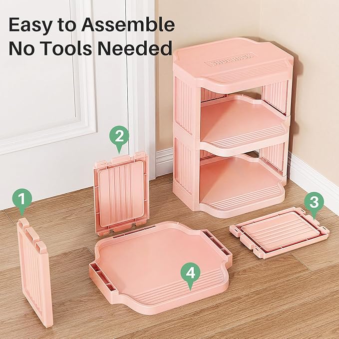 10-Tier Vertical Plastic Shoe Rack, Pink