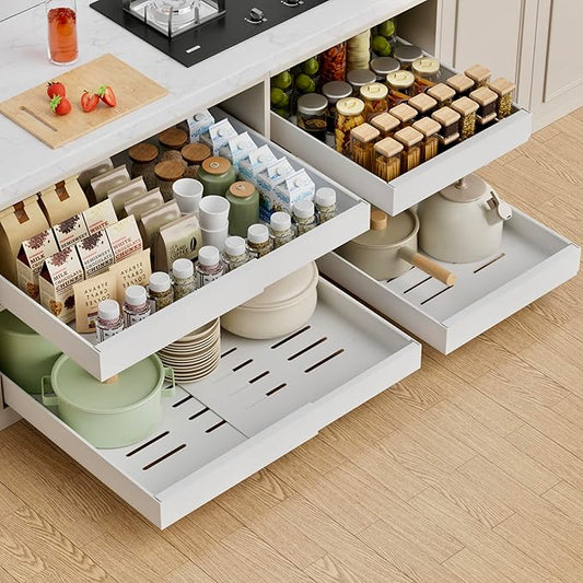 1 Pack Expandable Pull Out Cabinet Organizer, White