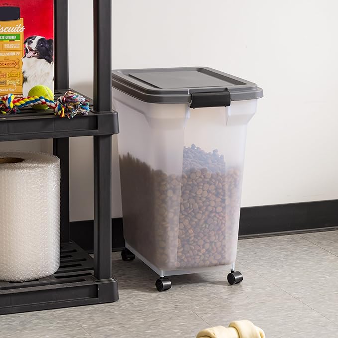 USA Dog Food Storage Container 40 lbs, Attachable Wheels, & Included Scoop