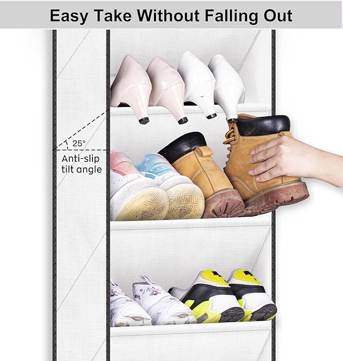 LAMB Shoe Rack for Door, Kids Door Shoe Organizer for Closet hanger, White