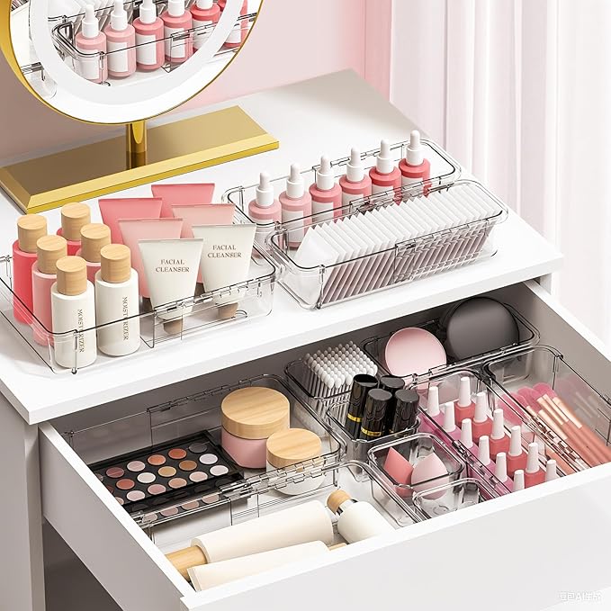 16 Pcs Clear Extendable Drawer Organizer