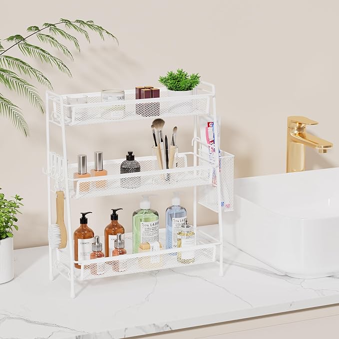 3-Tier Bathroom Organizer Countertop, White