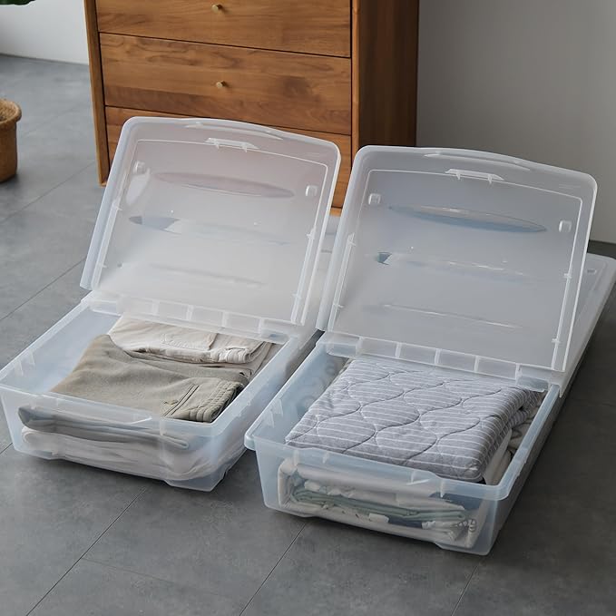 Citylife 57 QT Plastic Storage Bins with Double-Opening Lids