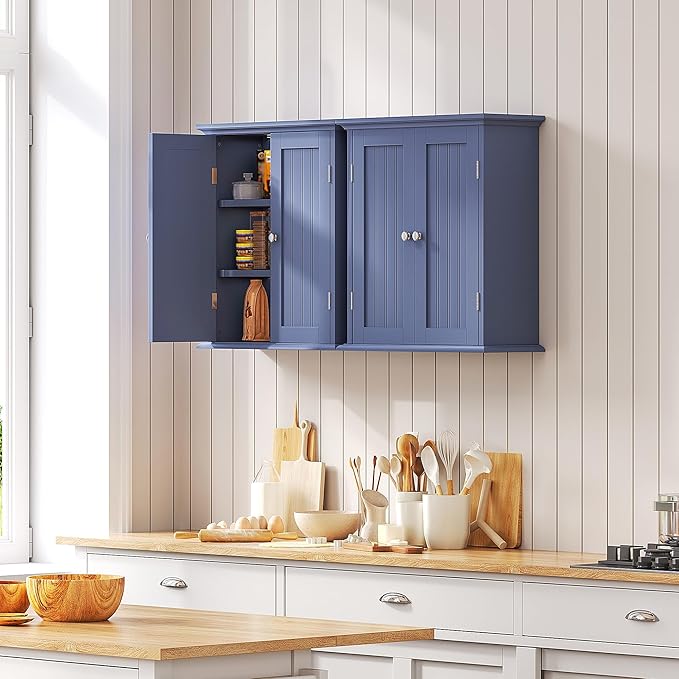 Bathroom Wall Cabinet, Over The Toilet Space Saver Storage Cabinet, Navy Blue