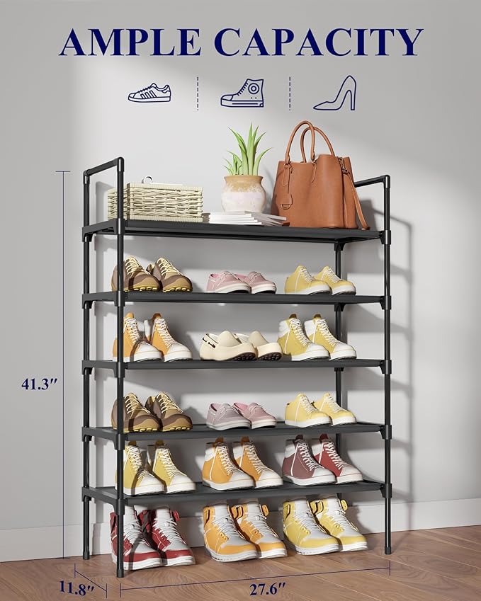 Shoe Rack, 5-Tier Shoe Organizer, Shoe Rack for Closet, Entryway, Bedroom