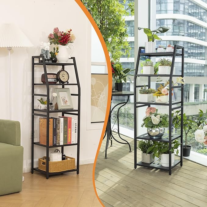 Aquzee 5-Tier Bathroom Shelf, Tall Towel Storage Rack for Bathroom, Standing Shelving Metal Units, Height Adjustable Shlef Display Rack for Laundry Bathroom Kitchen, 15.75”W x 11.81”D x 47.24”H