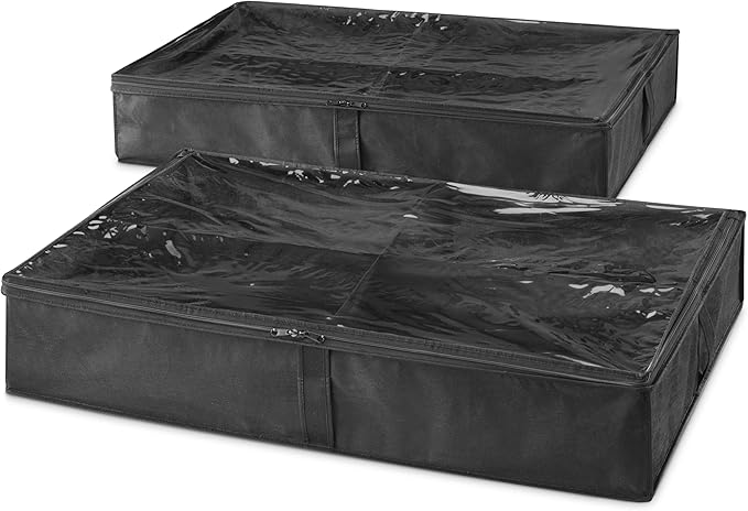 Whitmor 4 Section Underbed Boot Bag Set of 2 - Black