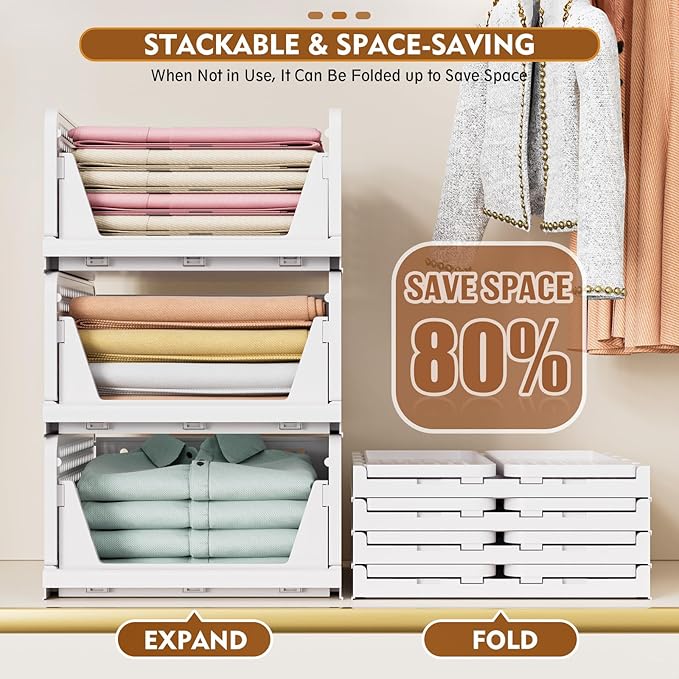 5 Pack Stackable Closet Organizer Box, Yellow