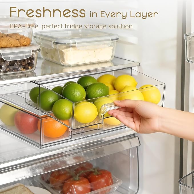 Stackable Storage Drawers, 6 Pack Clear Plastic Makeup & Bathroom Organizer