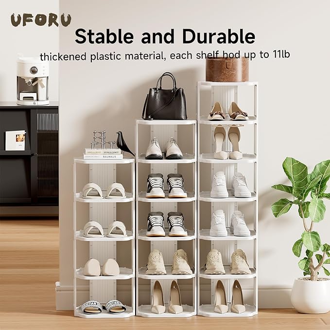 Vertical Shoe Rack, 6 Tiers Stackable Shoe Rack for Closet