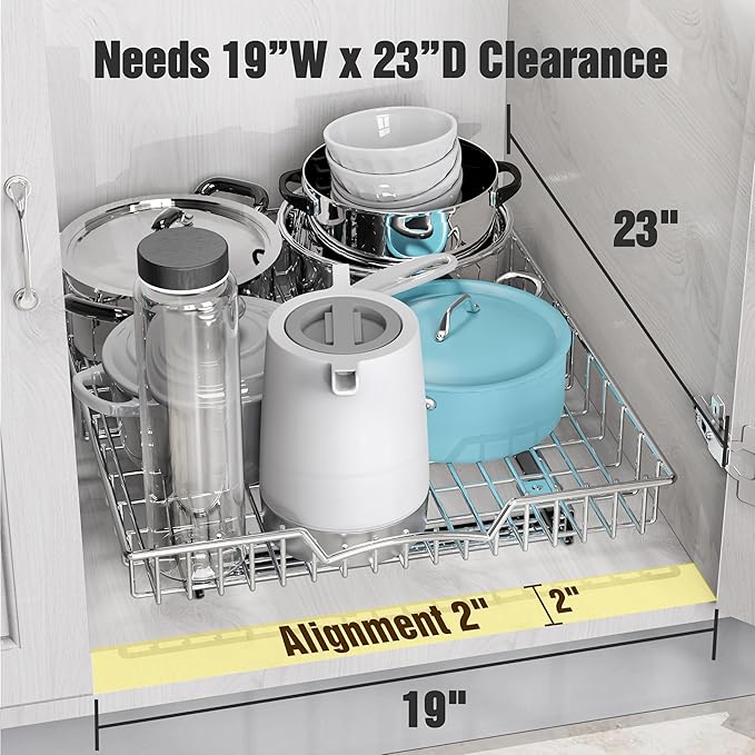 Simple Houseware Under Cabinet Pull Out Sliding Shelf Drawer Organizer, 21" D x 17" W