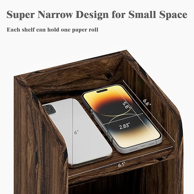 Small Bathroom Storage Cabinet, Walnut, 5-Tier
