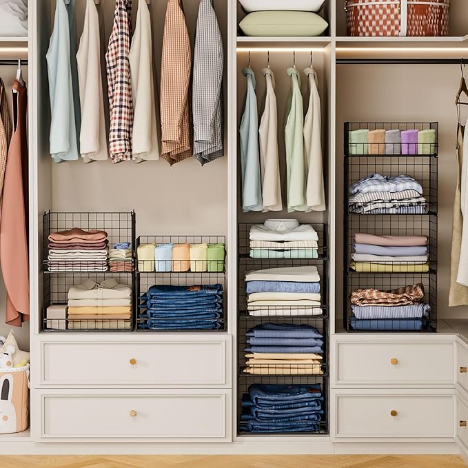 4 Tier Stackable Closet Organizers and Storage Shelves