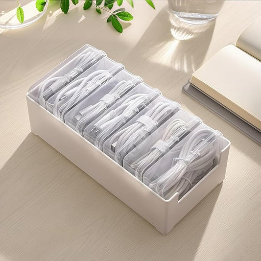 Cable Organizer Box with 7 Clear Switch Case