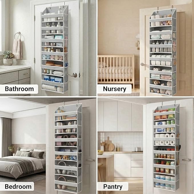 THEORY UPGRADED 6 Tiers Over The Door Organizer Hanging, Light Gray, 1pc