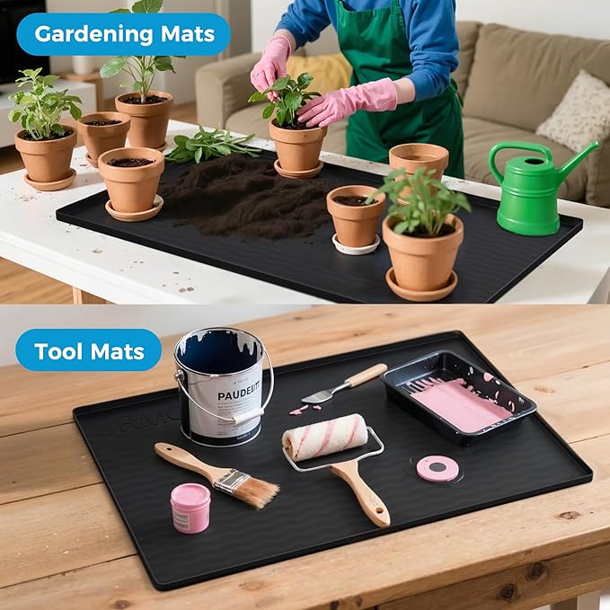 URMONA 37'' x 22'' Waterproof Silicone Under Sink Mat Cabinet and Counter Protector, Shelf Liner for Kitchen and Bathroom, Storage and Organizers, Litter Mat, Pet Cat Puppy Essentials（Light Cream）