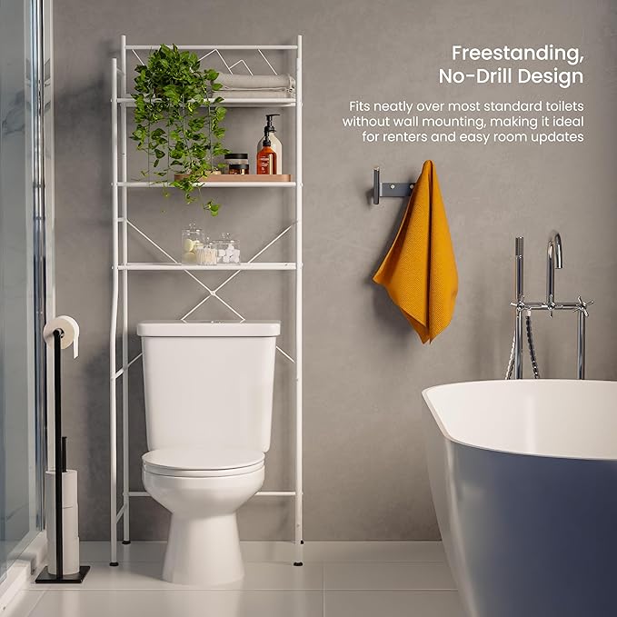 Home Zone Living Over the Toilet Bathroom Storage Organizer with 3 Tiers