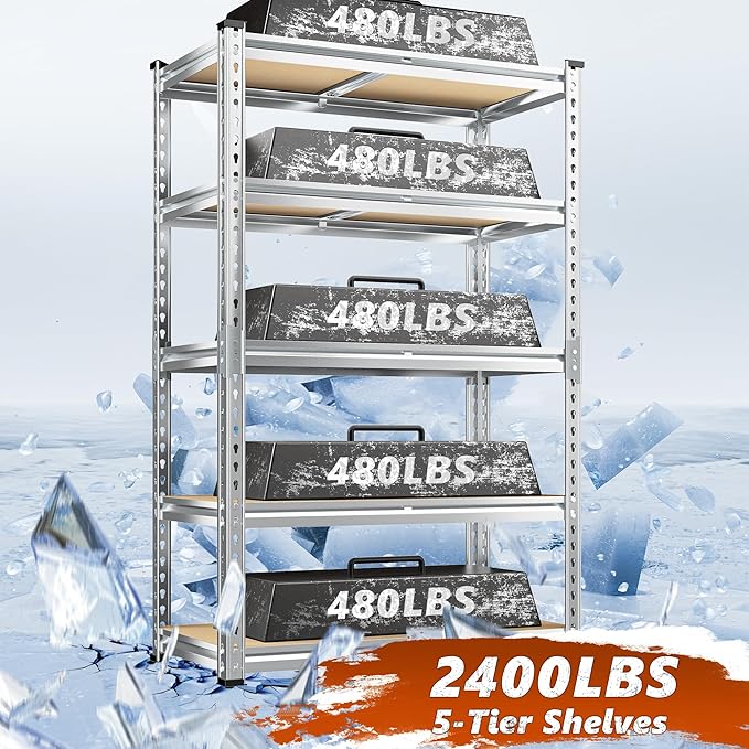 Garage Shelving, 5 Tier Storage Shelves Load 2400LBS, 3 Pack