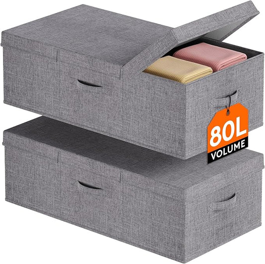 80L Under Bed Storage Containers, Pillows 2 Pack