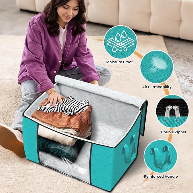 Fab totes 24 Gallons Clothes Storage, 3 Pack,Green